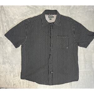 Ecko Unltd Classic Material Shirt Mens Large Black Stripe Short Sleeve Button Up
